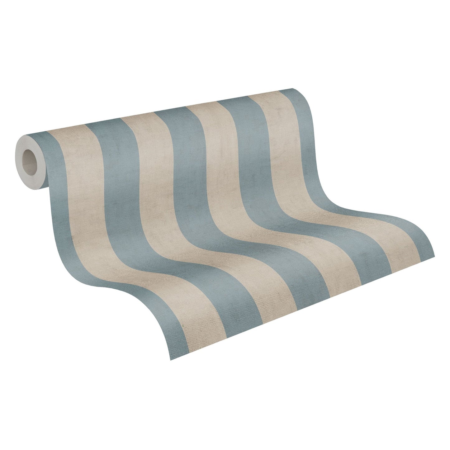 Mustertapete Blockstreifen Blau-Beige - 10,05 m x 0,53 m