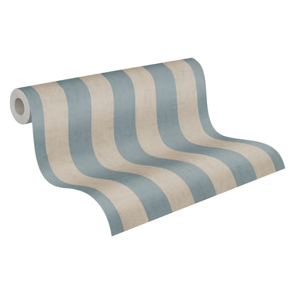 Livingwalls Anna D’Andrea Vliestapete Blockstreifen Hellblau Beige - 10,05 m x 0,53 m