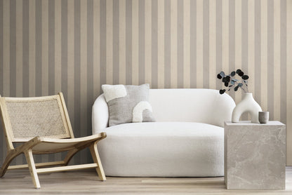 Mustertapete Blockstreifen Taupe-Beige - 10,05 m x 0,53 m
