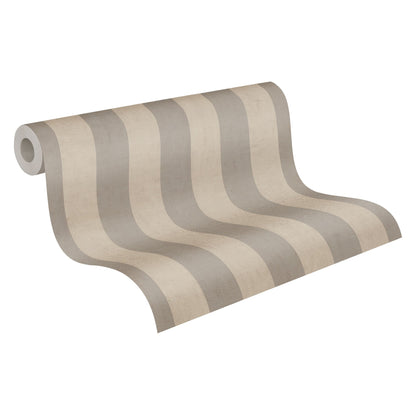 Mustertapete Blockstreifen Taupe-Beige - 10,05 m x 0,53 m