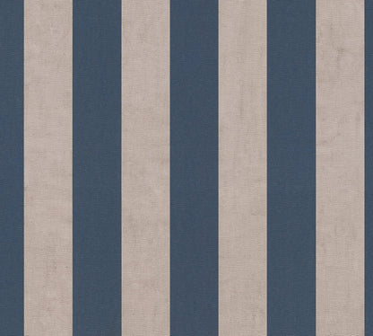Mustertapete Blockstreifen Marine-Beige - 10,05 m x 0,53 m
