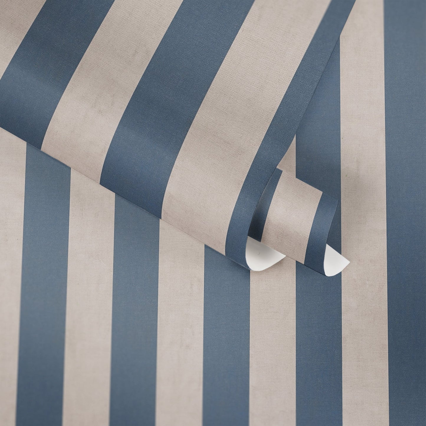 Mustertapete Blockstreifen Marine-Beige - 10,05 m x 0,53 m