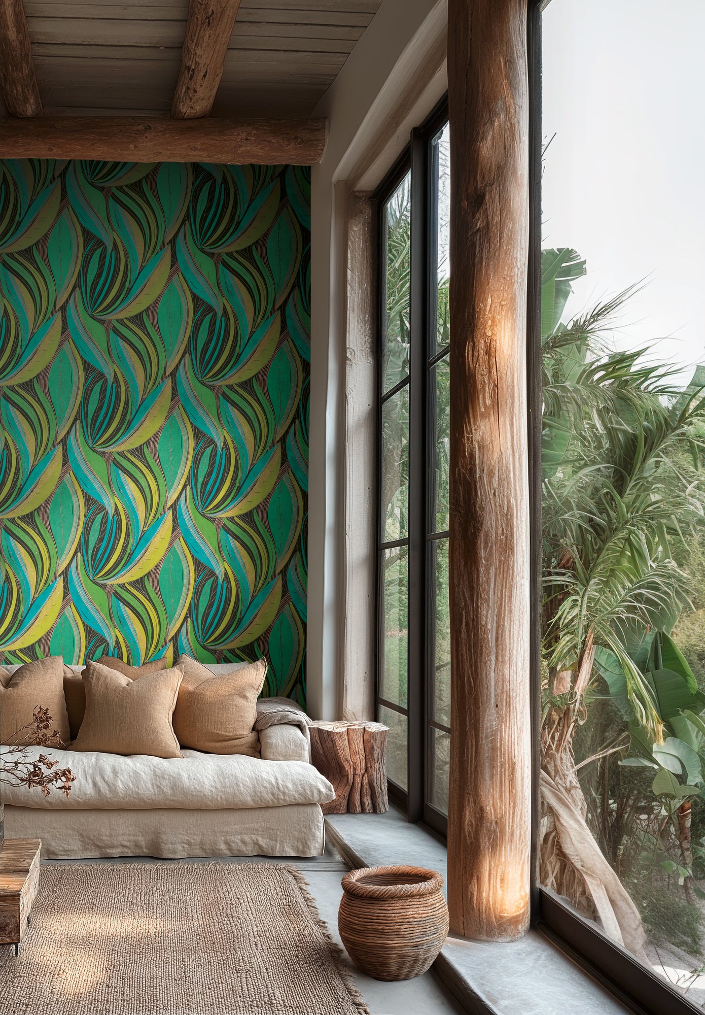 Livingwalls Metropolitan Stories Hot Spots Nils - Waikiki Beach Blätter Grün - 10,05 m x 0,53 m