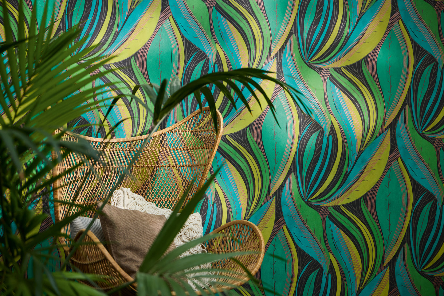 Livingwalls Metropolitan Stories Hot Spots Nils - Waikiki Beach Blätter Grün - 10,05 m x 0,53 m