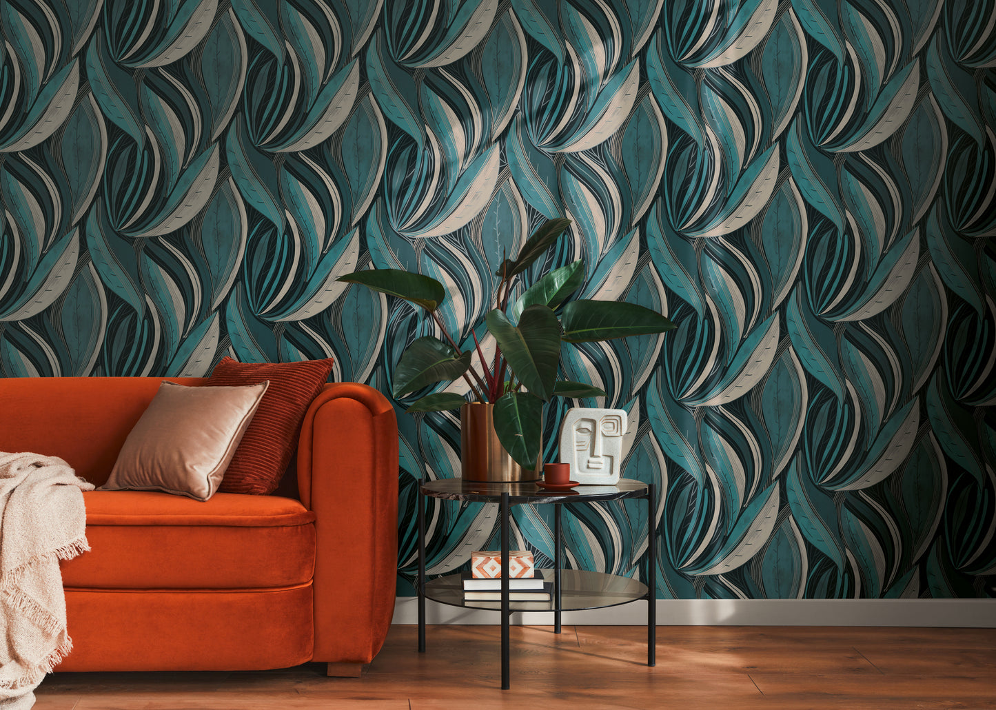 Livingwalls Metropolitan Stories Hot Spots Nils - Waikiki Beach Blätter Blau - 10,05 m x 0,53 m