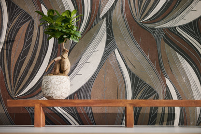 Livingwalls Metropolitan Stories Hot Spots Nils - Waikiki Beach Blätter Braun - 10,05 m x 0,53 m
