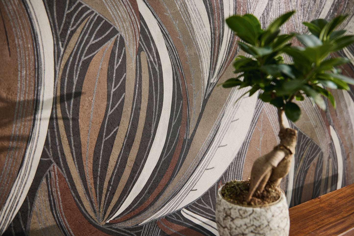 Livingwalls Metropolitan Stories Hot Spots Nils - Waikiki Beach Blätter Braun - 10,05 m x 0,53 m
