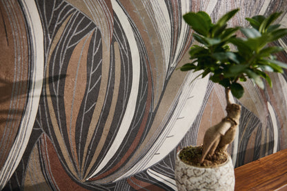 Livingwalls Metropolitan Stories Hot Spots Nils - Waikiki Beach Blätter Braun - 10,05 m x 0,53 m