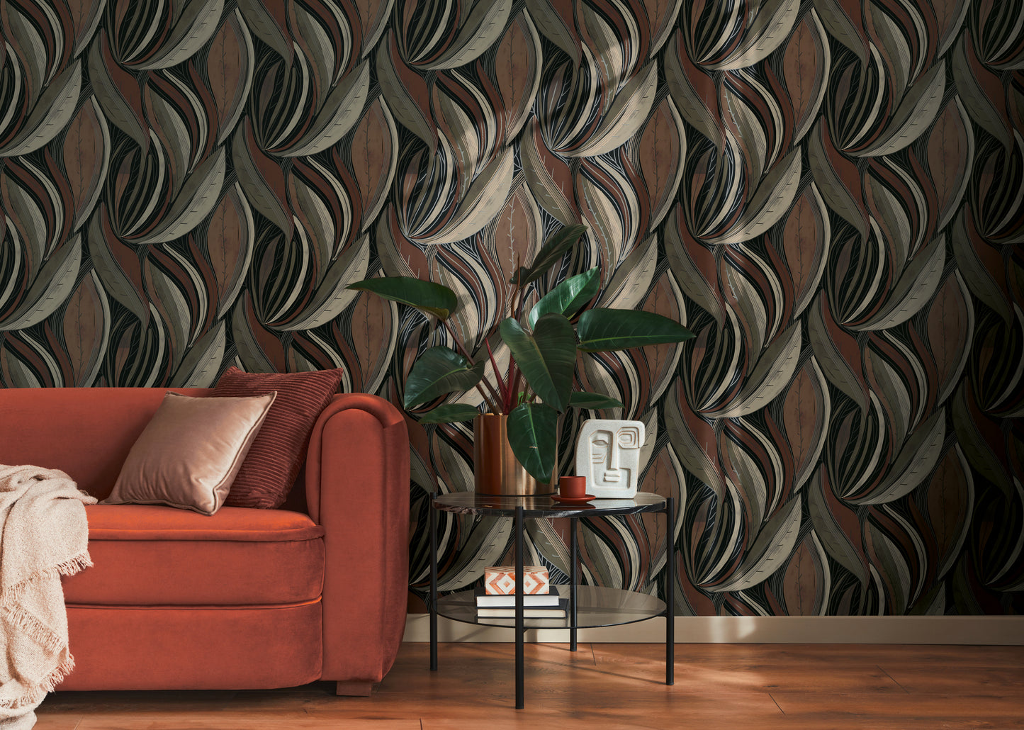 Livingwalls Metropolitan Stories Hot Spots Nils - Waikiki Beach Blätter Braun - 10,05 m x 0,53 m