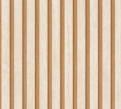 Mustertapete Holzlamellen Hellbraun - 10,05 m x 0,53 m