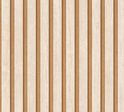 Mustertapete Holzlamellen Hellbraun - 10,05 m x 0,53 m