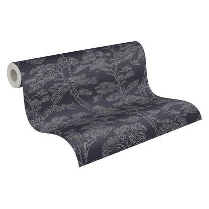 Livingwalls Vibes & Styles Lin - Zen Branches Bäume Blau - 10,05 m x 0,53 m