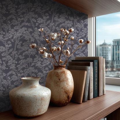 Livingwalls Vibes & Styles Lin - Zen Branches Bäume Blau - 10,05 m x 0,53 m