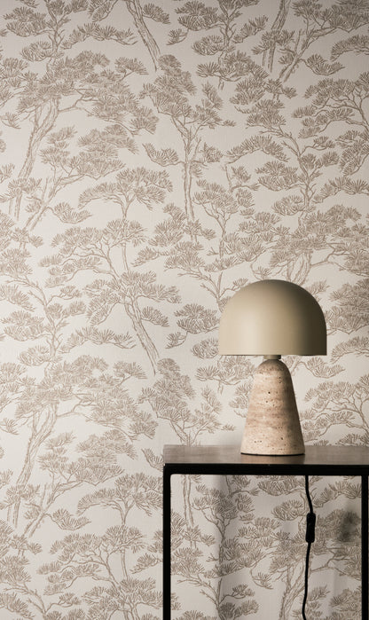 Livingwalls Vibes & Styles Lin - Zen Branches Bäume Beige Weiß - 10,05 m x 0,53 m