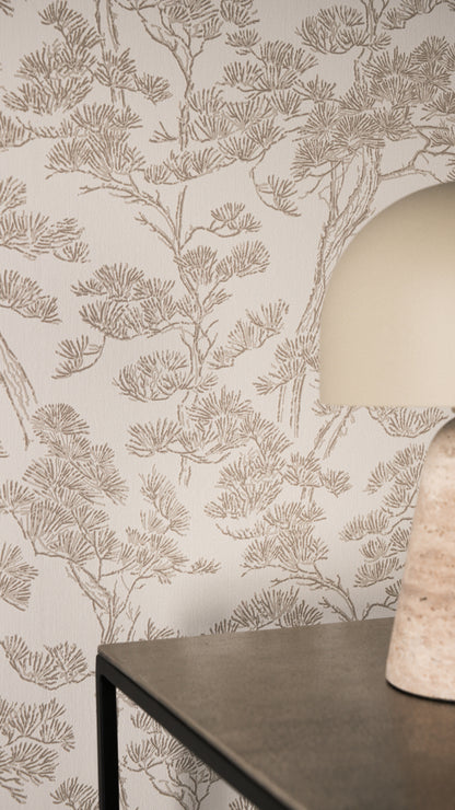 Livingwalls Vibes & Styles Lin - Zen Branches Bäume Beige Weiß - 10,05 m x 0,53 m