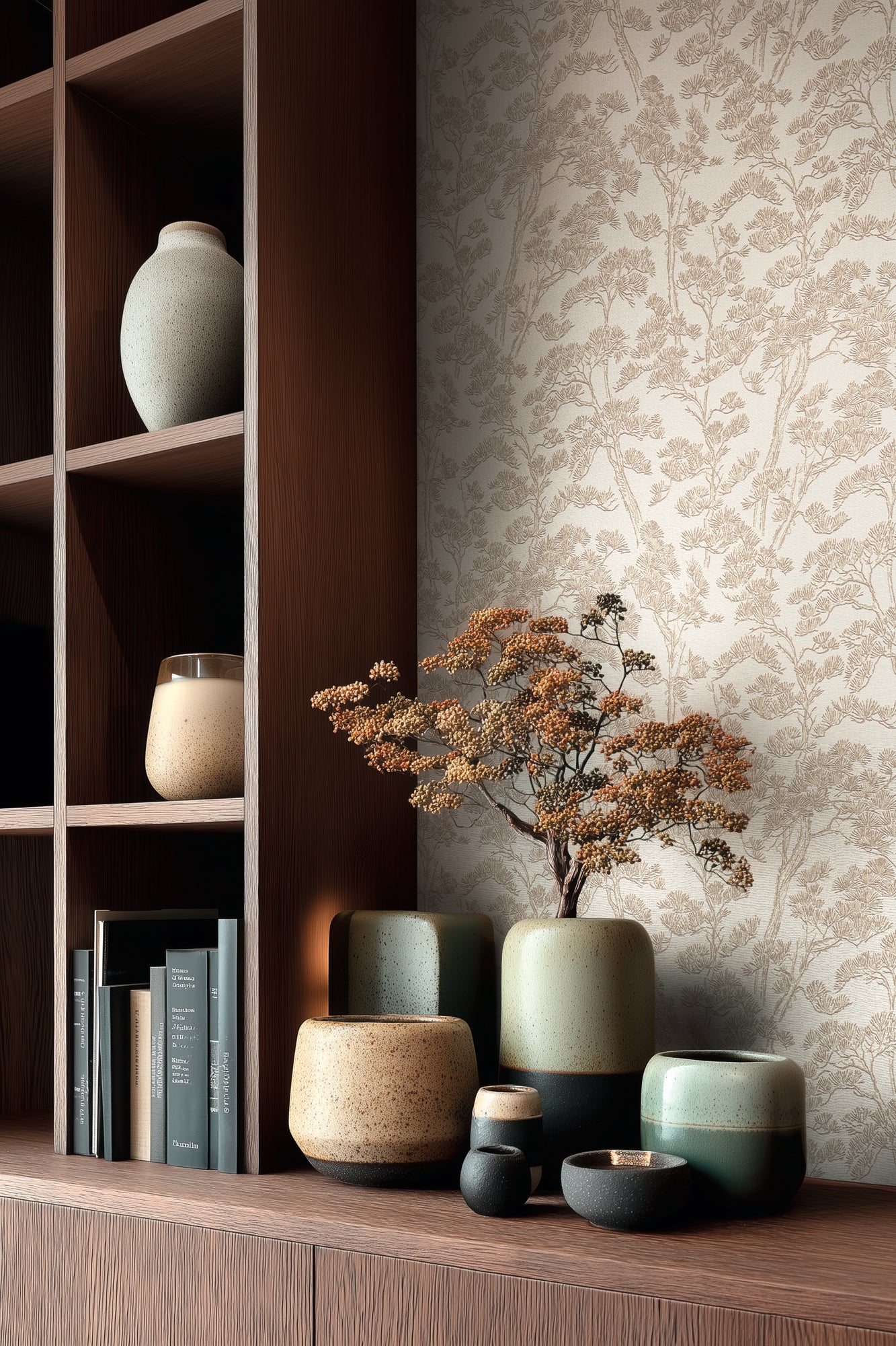 Livingwalls Vibes & Styles Lin - Zen Branches Bäume Beige Weiß - 10,05 m x 0,53 m