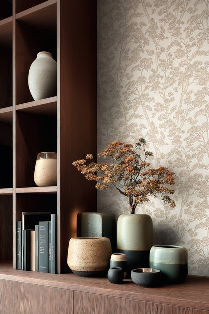 Livingwalls Vibes & Styles Lin - Zen Branches Bäume Beige Weiß - 10,05 m x 0,53 m