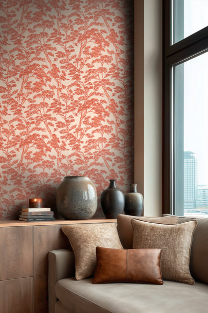 Livingwalls Vibes & Styles Lin - Zen Branches Bäume Beige Rot - 10,05 m x 0,53 m