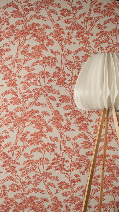 Livingwalls Vibes & Styles Lin - Zen Branches Bäume Beige Rot - 10,05 m x 0,53 m