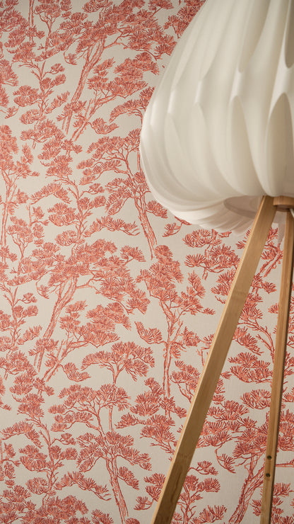 Livingwalls Vibes & Styles Lin - Zen Branches Bäume Beige Rot - 10,05 m x 0,53 m