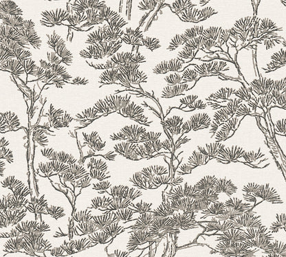 Mustertapete Pinienwald Graubeige - 10,05 m x 0,53 m