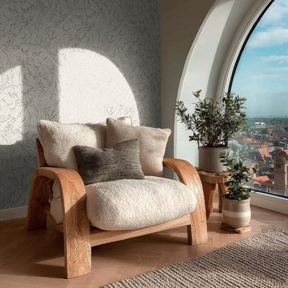 Livingwalls Vibes & Styles Fee - Wild Free Wildblumen Creme Grün - 10,05 m x 0,53 m