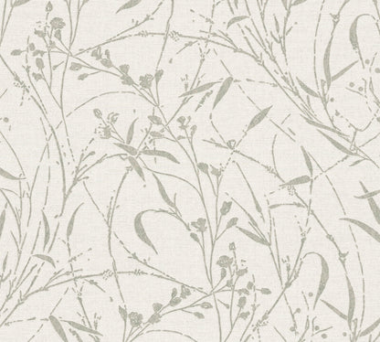 Mustertapete Wildblumen Lichtgrau - 10,05 m x 0,53 m