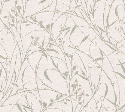Livingwalls Vibes & Styles Fee - Wild Free Wildblumen Creme Grün - 10,05 m x 0,53 m