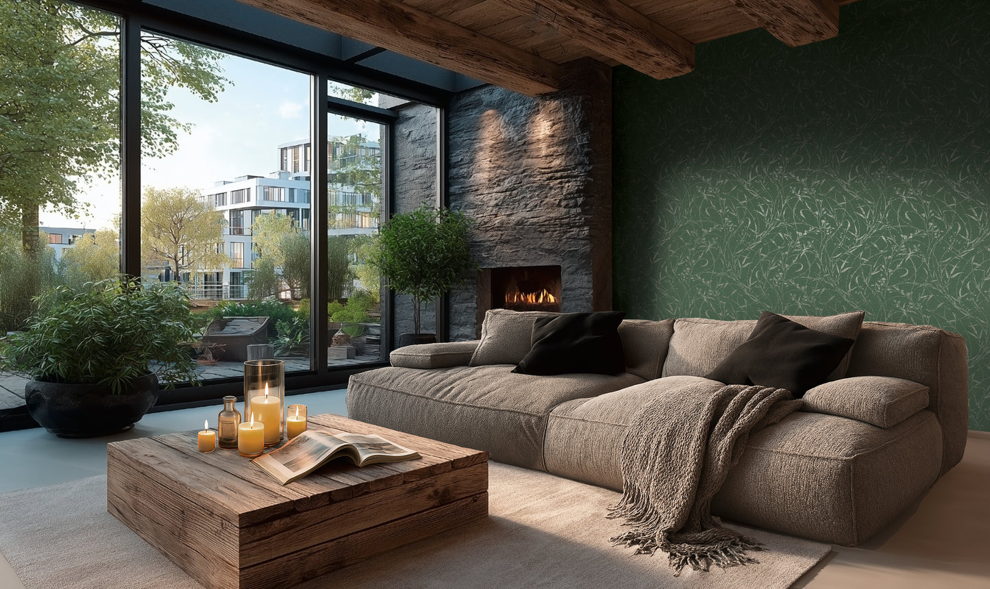 Livingwalls Vibes & Styles Fee - Wild Free Wildblumen Grün - 10,05 m x 0,53 m
