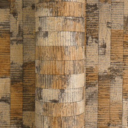 Mustertapete Holzpaneele Goldbraun - 10,05 m x 0,53 m