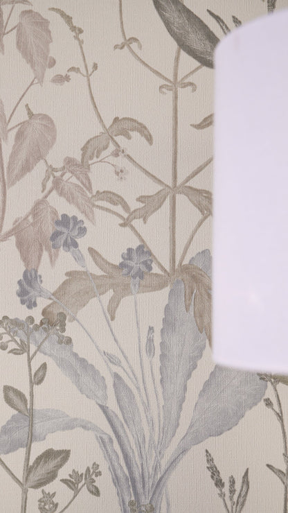 Mustertapete Wildkräuter Cremebeige - 10,05 m x 0,53 m