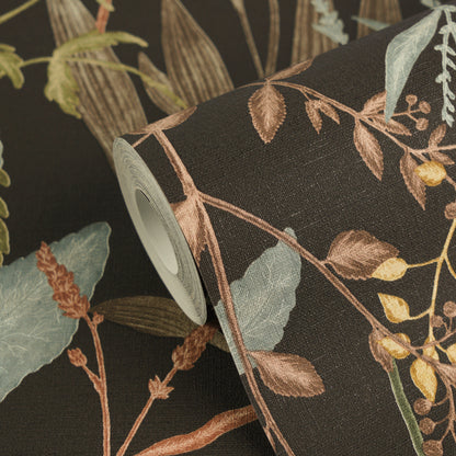 Livingwalls Vibes & Styles Elodie - Maison Botanique Blätter Schwarz - 10,05 m x 0,53 m