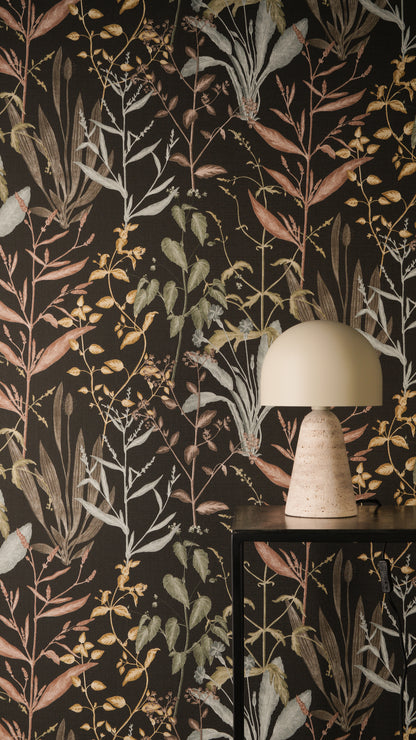Livingwalls Vibes & Styles Elodie - Maison Botanique Blätter Schwarz - 10,05 m x 0,53 m