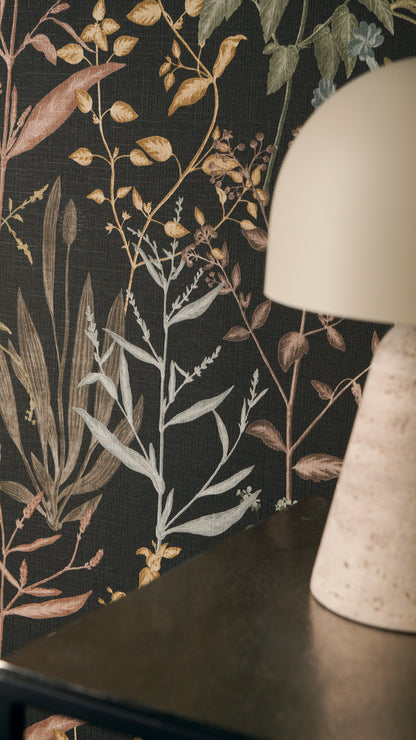 Livingwalls Vibes & Styles Elodie - Maison Botanique Blätter Schwarz - 10,05 m x 0,53 m