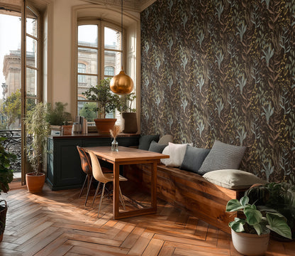 Livingwalls Vibes & Styles Elodie - Maison Botanique Blätter Schwarz - 10,05 m x 0,53 m