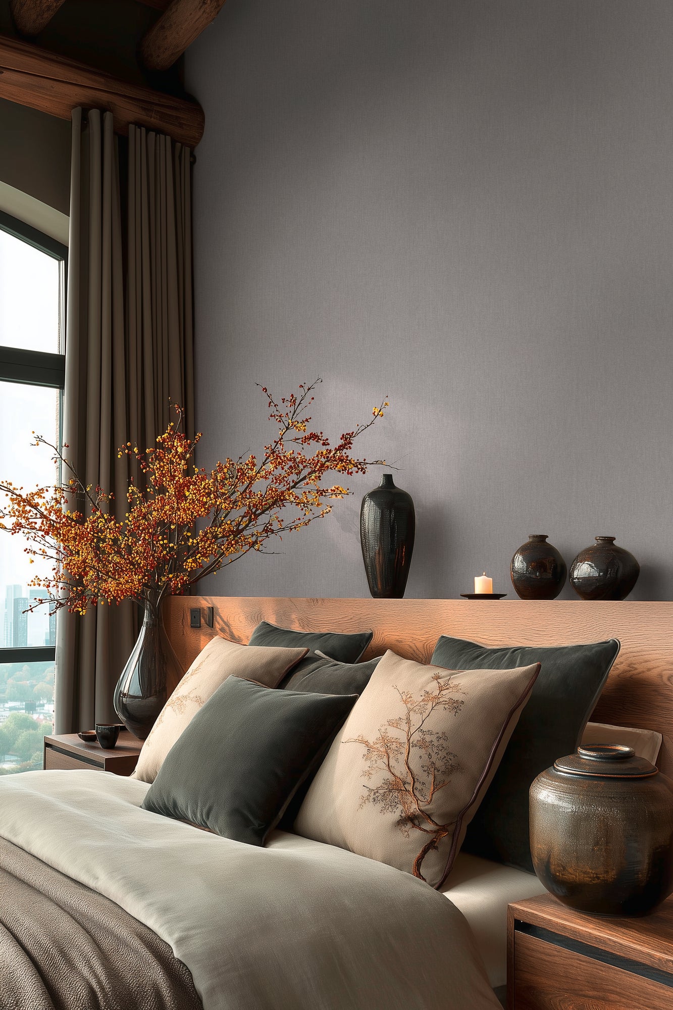 Livingwalls Vibes & Styles Vliestapete Strukturtapete Mittelgrau - 10,05 m x 0,53 m