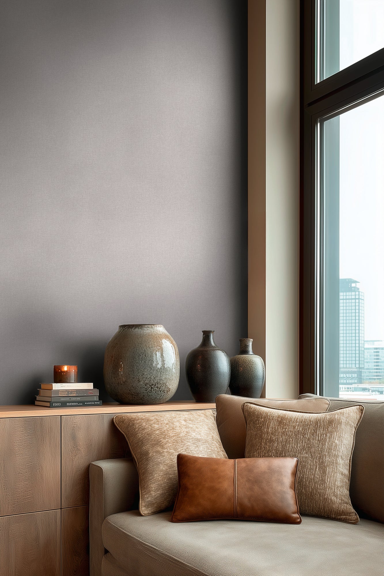 Livingwalls Vibes & Styles Vliestapete Strukturtapete Mittelgrau - 10,05 m x 0,53 m