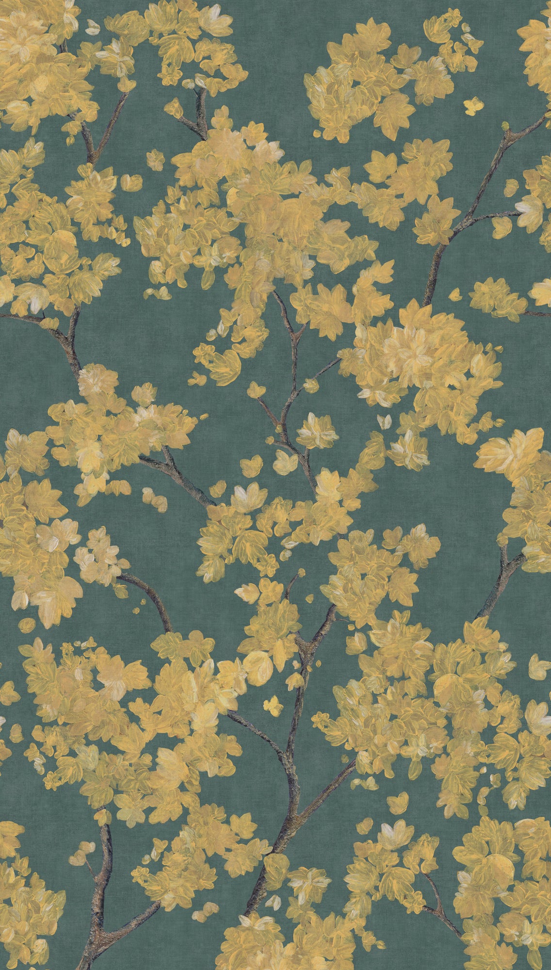 Fototapete Blüten Gold Grün - 1,59 m x 2,80 m