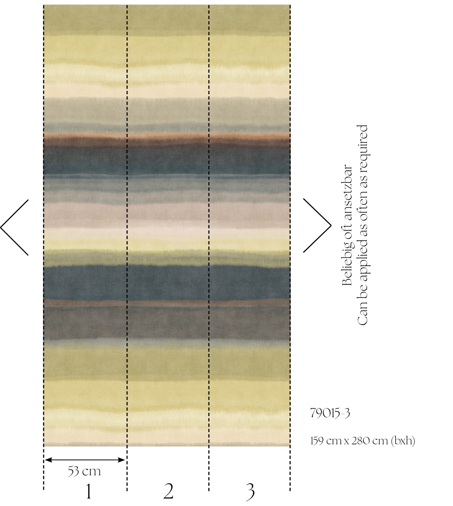 Fototapete Aquarell Streifen Natur - 1,59 m x 2,80 m