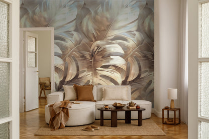 Fototapete Monstera Gold Beige - 1,59 m x 2,80 m