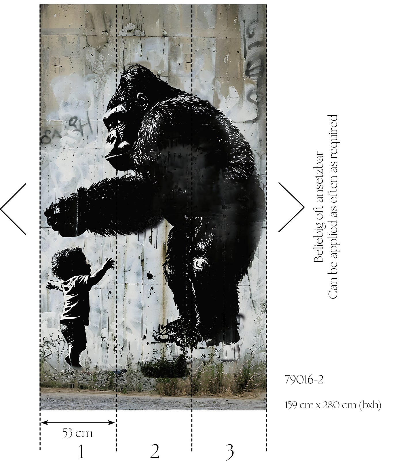 Fototapete Gorilla Kind - 1,59 m x 2,80 m