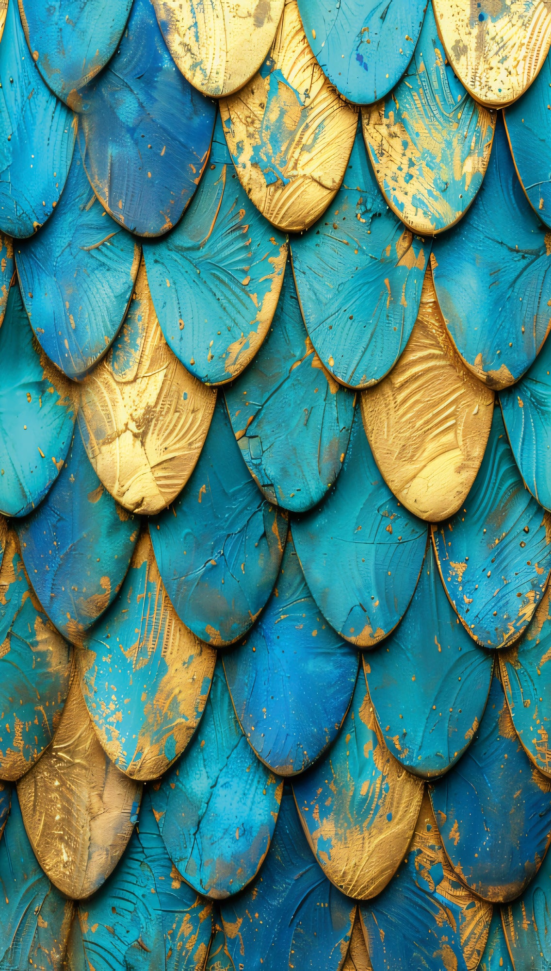 Fototapete Schuppen Blau Gold - 1,59 m x 2,80 m