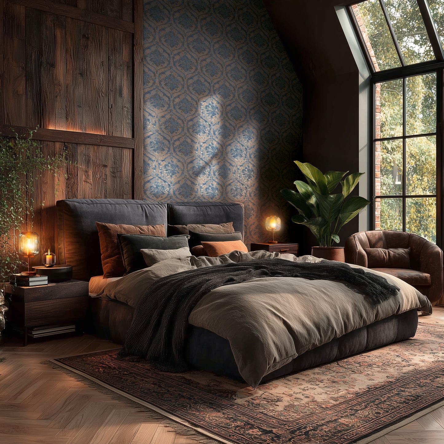 Livingwalls Vibes & Styles Davide - Maison Du Temps Ornament Blau - 10,05 m x 0,53 m
