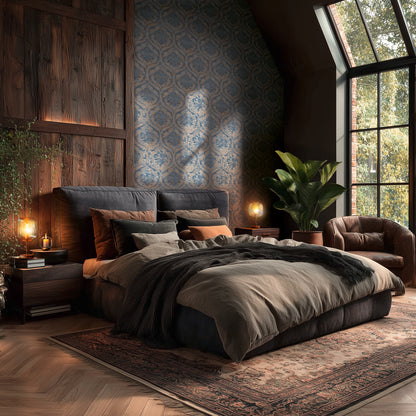 Livingwalls Vibes & Styles Davide - Maison Du Temps Ornament Blau - 10,05 m x 0,53 m