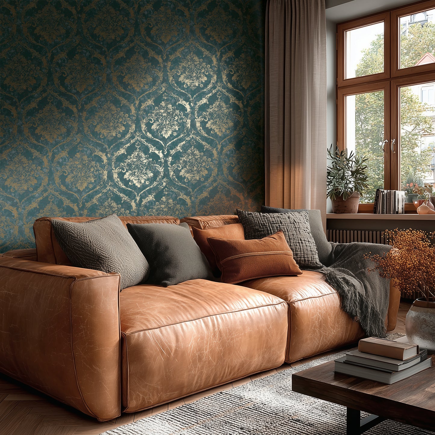 Livingwalls Vibes & Styles Davide - Maison Du Temps Ornament Grün - 10,05 m x 0,53 m