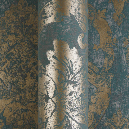 Mustertapete Barock-Ornament Smaragd-Gold - 10,05 m x 0,53 m