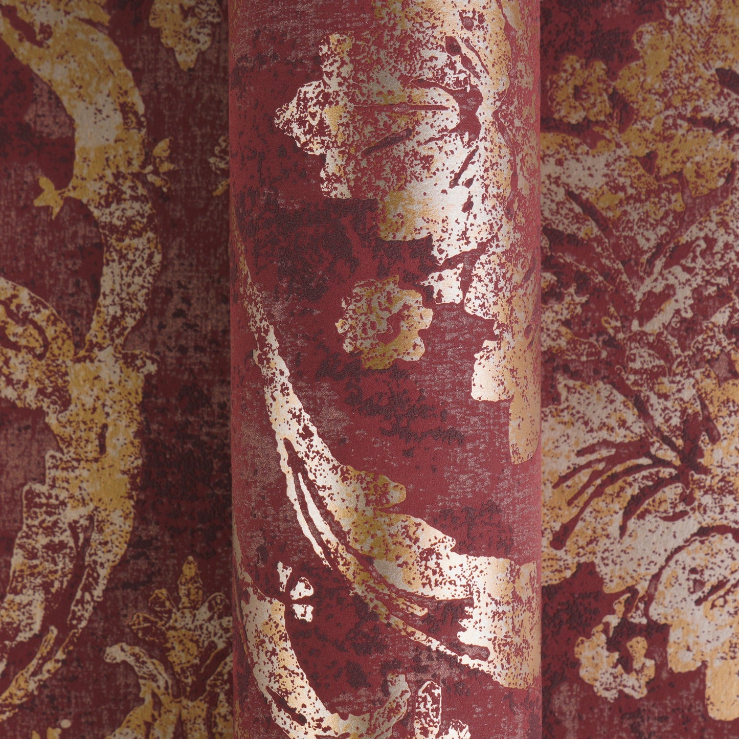 Mustertapete Barock-Ornament Weinrot-Gold - 10,05 m x 0,53 m