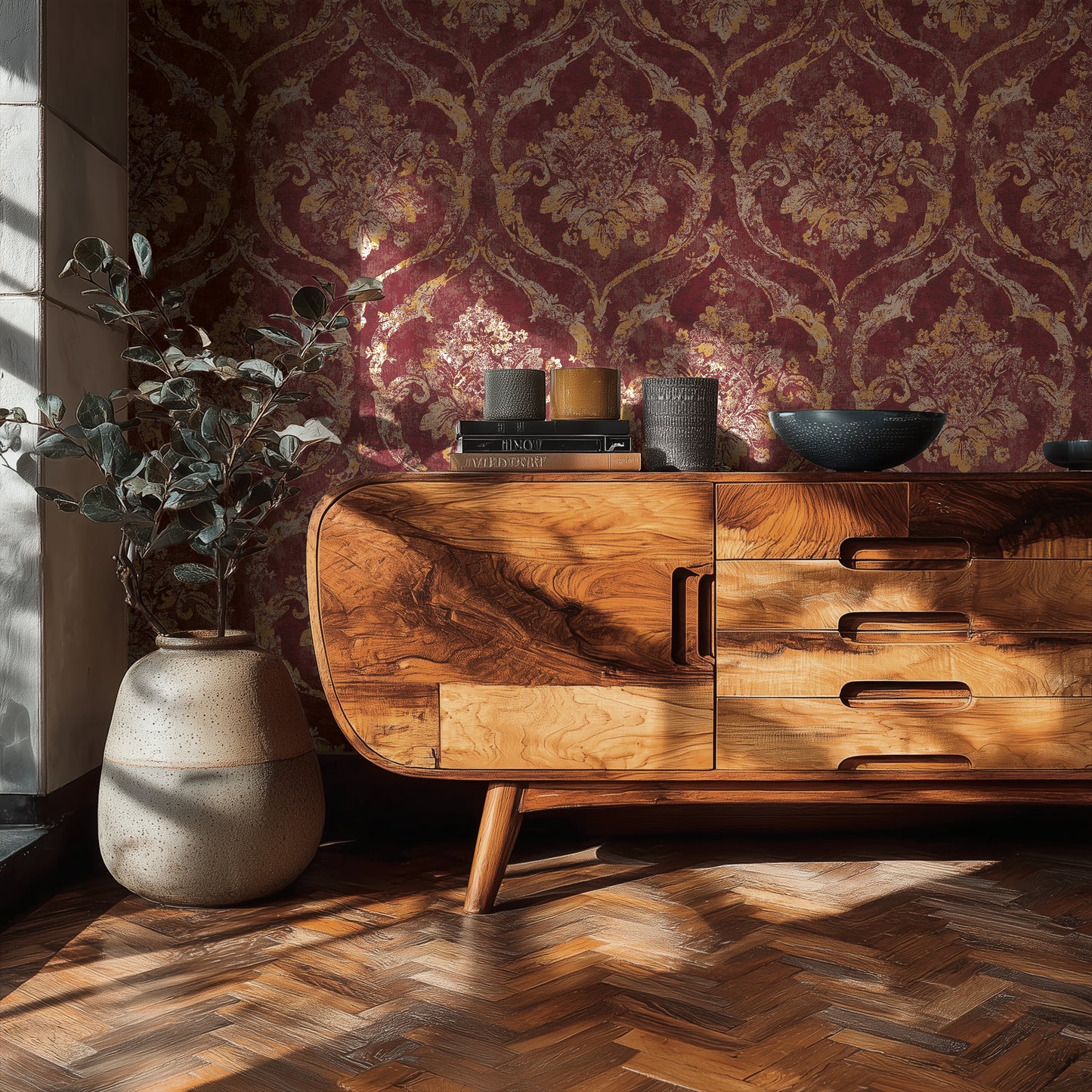 Livingwalls Vibes & Styles Davide - Maison Du Temps Ornament Rot - 10,05 m x 0,53 m