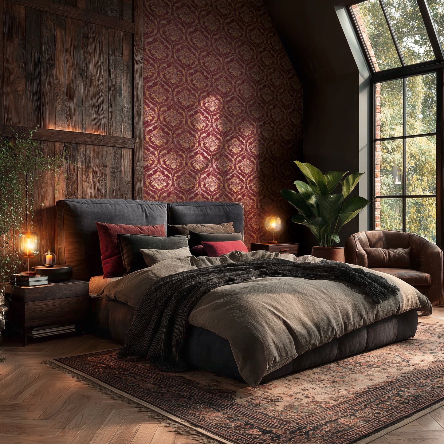 Livingwalls Vibes & Styles Davide - Maison Du Temps Ornament Rot - 10,05 m x 0,53 m