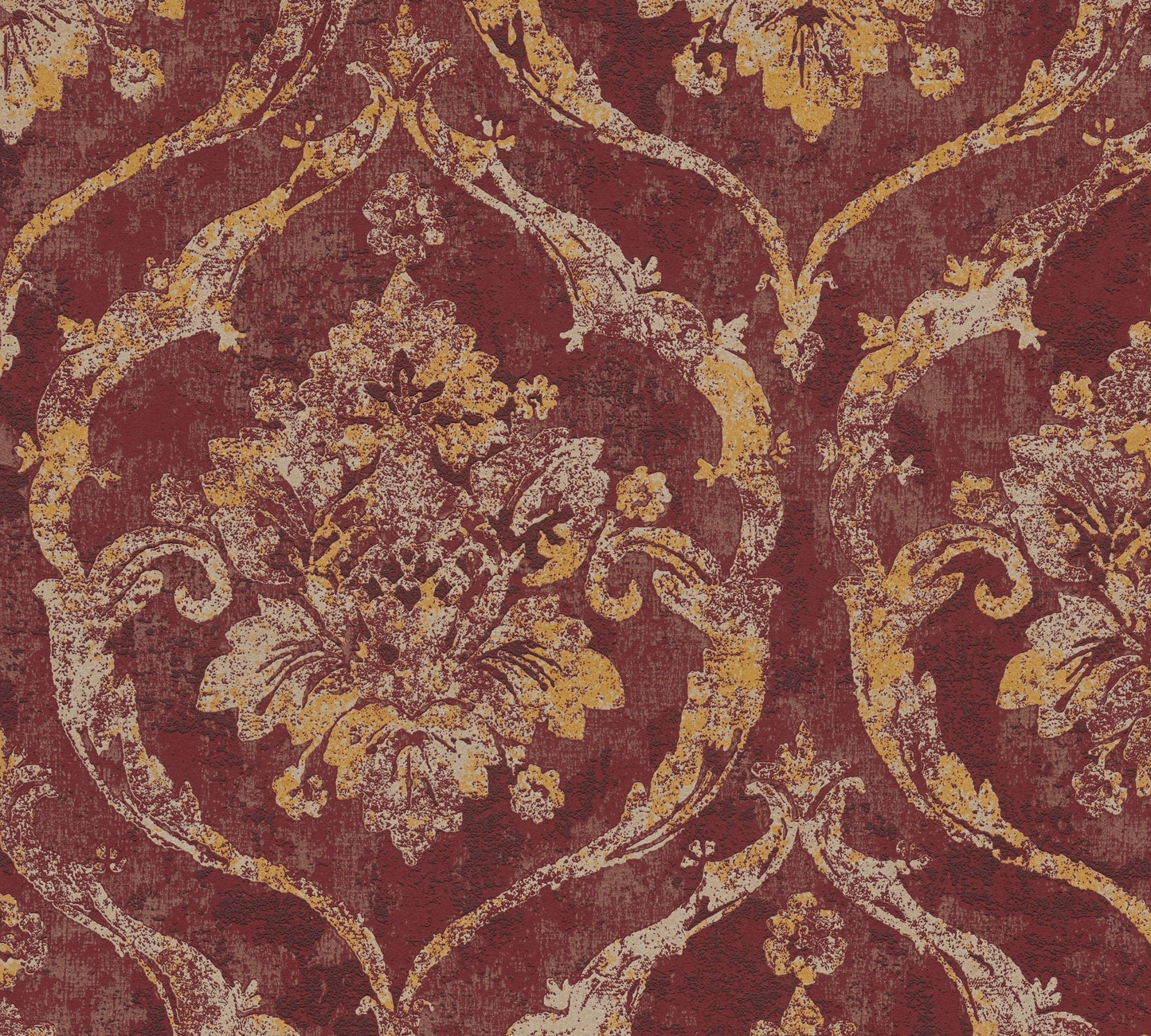 Mustertapete Barock-Ornament Weinrot-Gold - 10,05 m x 0,53 m